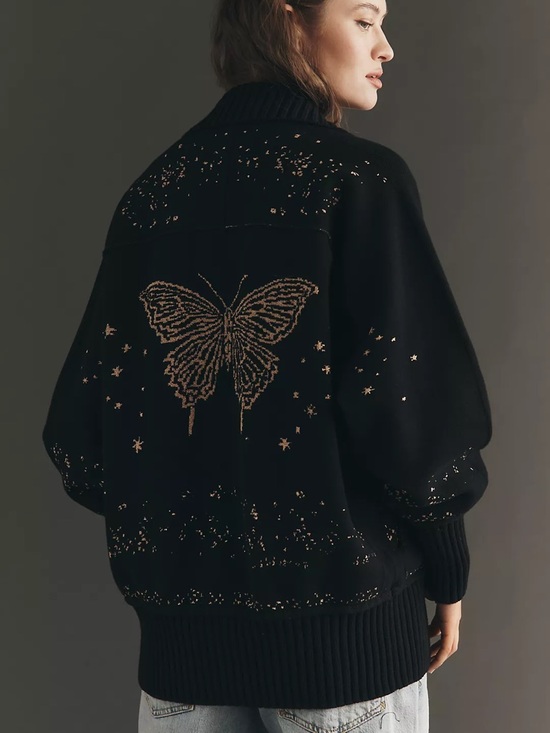 Anthropologie Sweaters - Anthropologie Collared V-Neck butterfly Cardigan